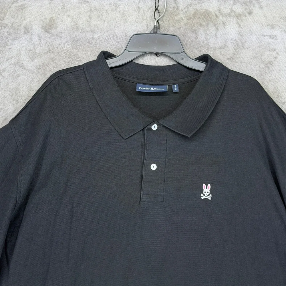 Psycho Bunny Polo Shirt Mens 5XL B9K001CRPC Black Pima Cotton EUC